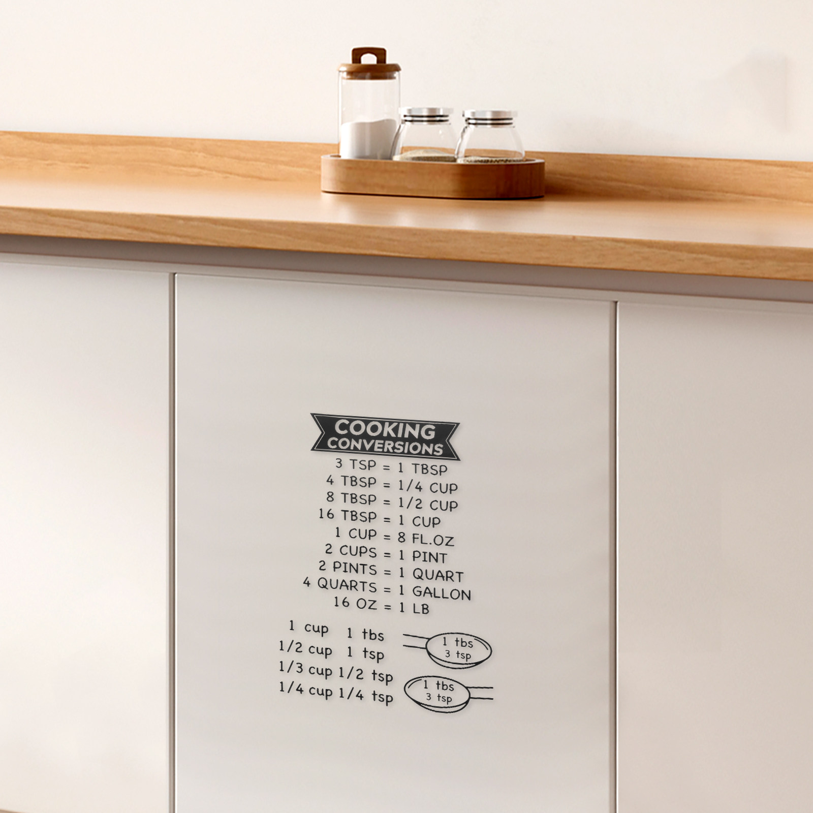 Kitchen Baking Conversion Chart - 2 Pezzi Adesivi con Tabella di