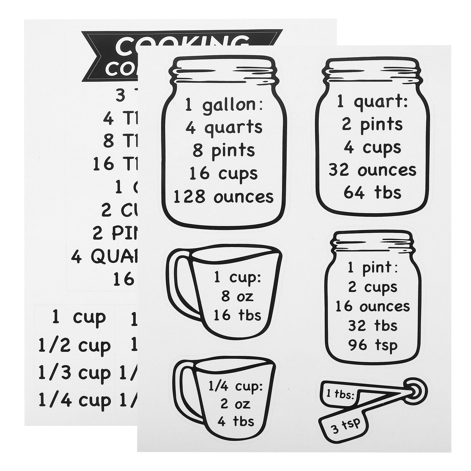 Kitchen Baking Conversion Chart - Adesivi con tabella di conversione delle