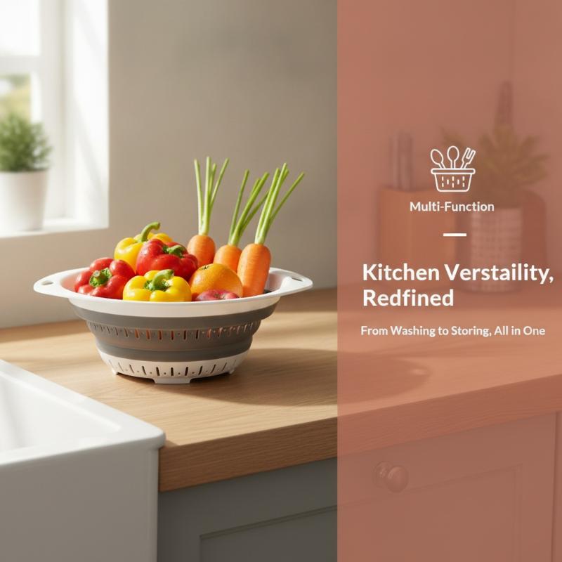 Kitchen Utensils - Cestello Scolapiatti Pieghevole in Silicone Resistente,