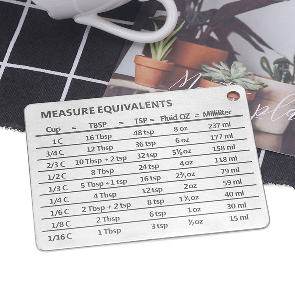 Kitchen Baking Conversion Chart - Tabella di misurazione in acciaio inossidabile