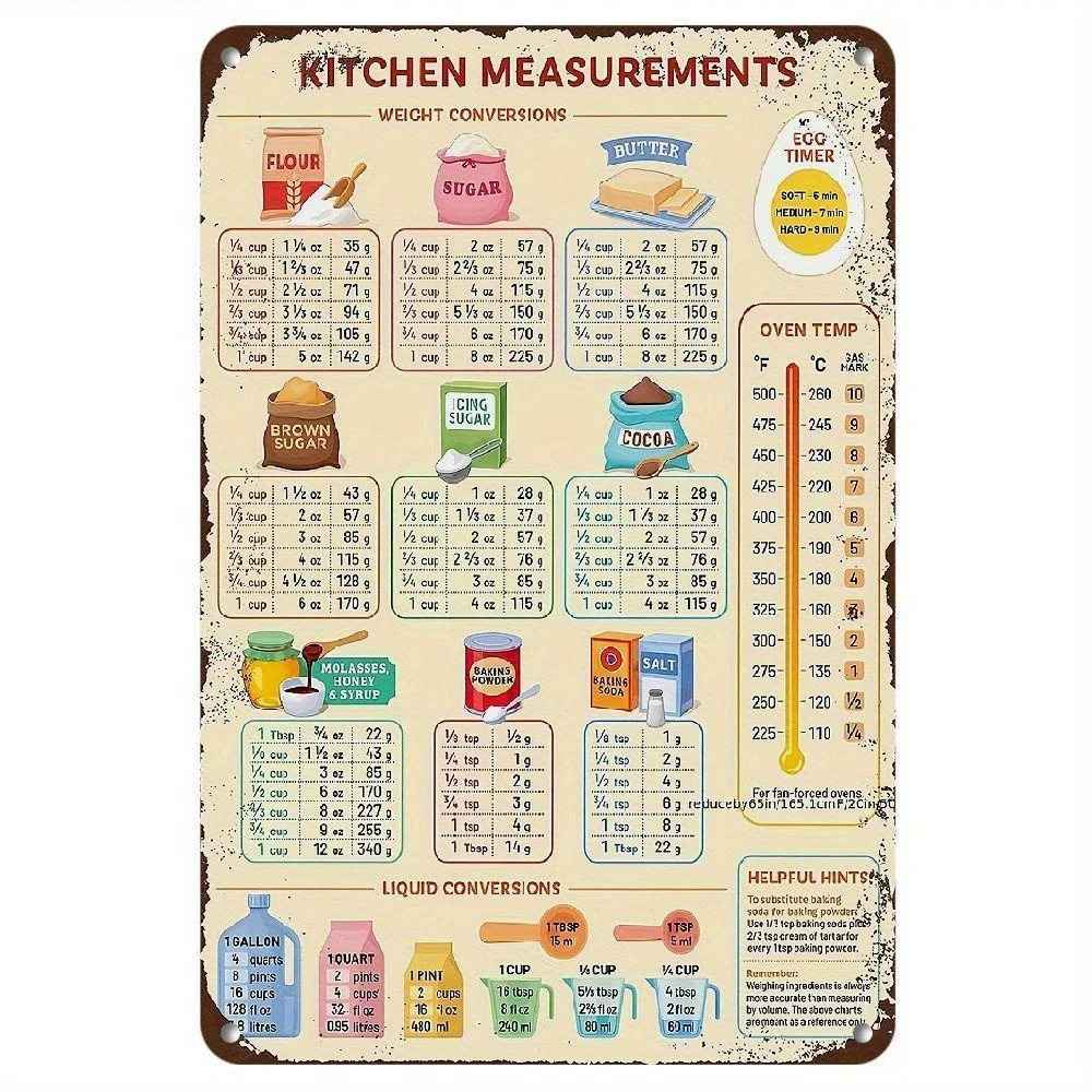 Targa in metallo vintage con t - Kitchen Baking Conversion Chart recensione e prezzo